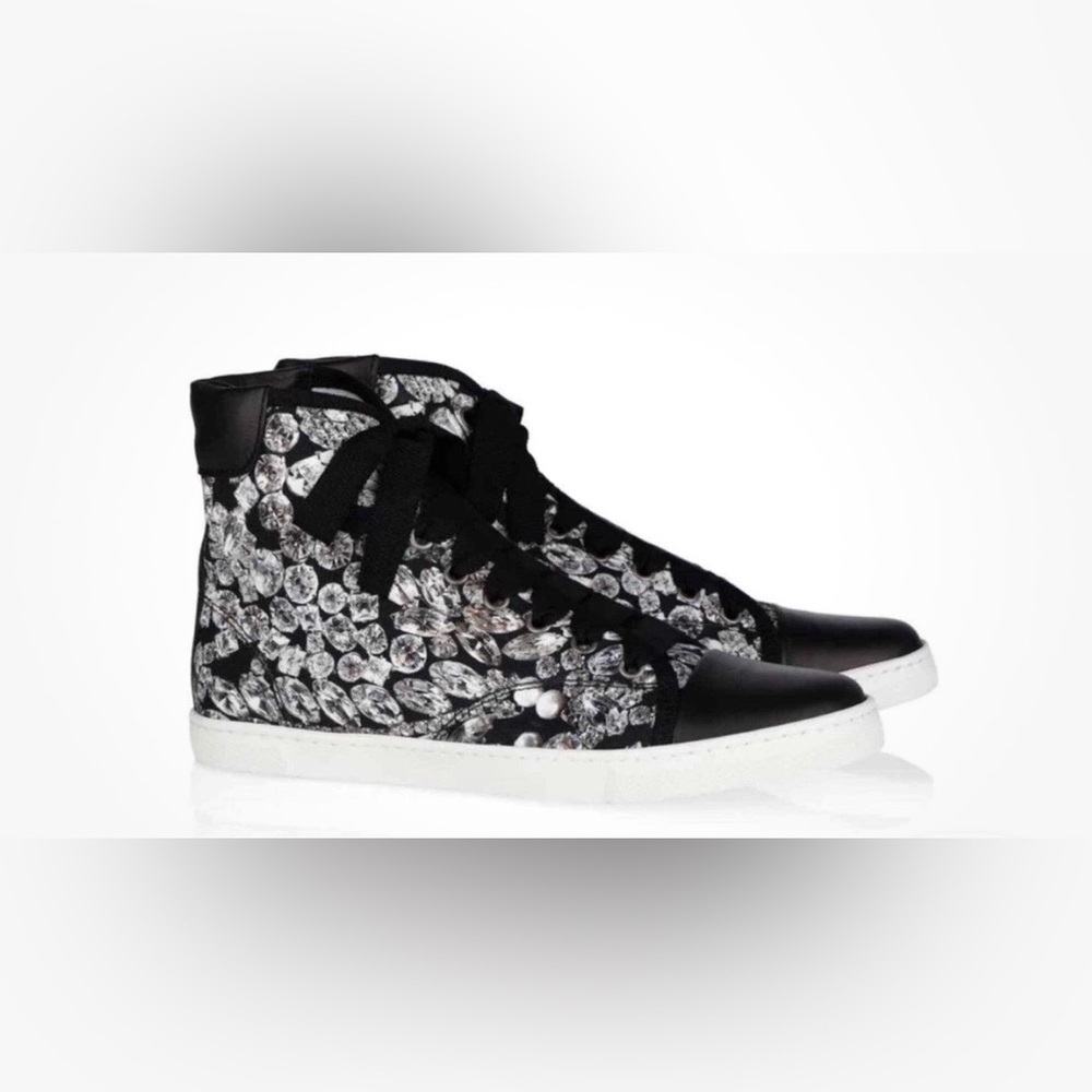 Lanvin Paris "Jewels" Diamond Print High Top Sneakers - Size 39